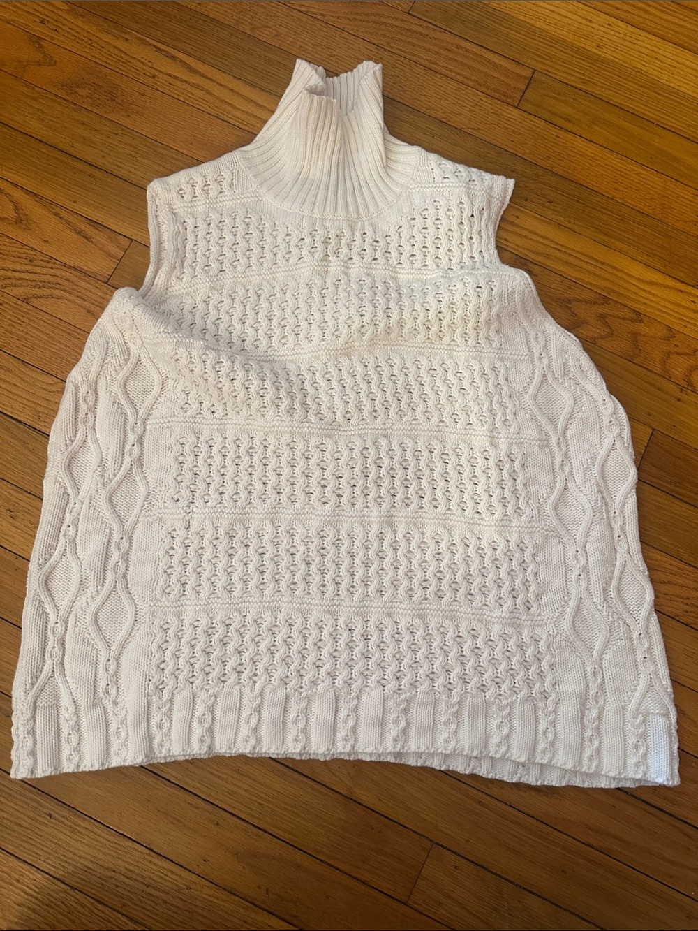 RtA Sleeveless Cable Knit Turtleneck Sweater Vest - White